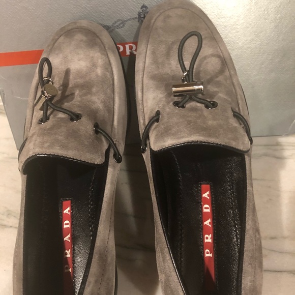PRADA gray suede toggle loafers, never worn - Picture 4 of 9